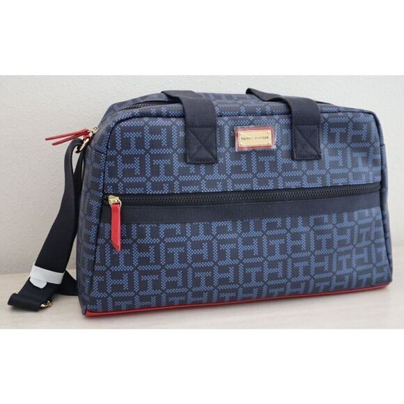 Tommy Hilfiger 69J6572-410 Unisex Blue Allover Print Travel Duffle Bag - Picture 8 of 11